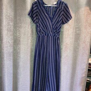 Blue Short-Sleeve Jumpsuit